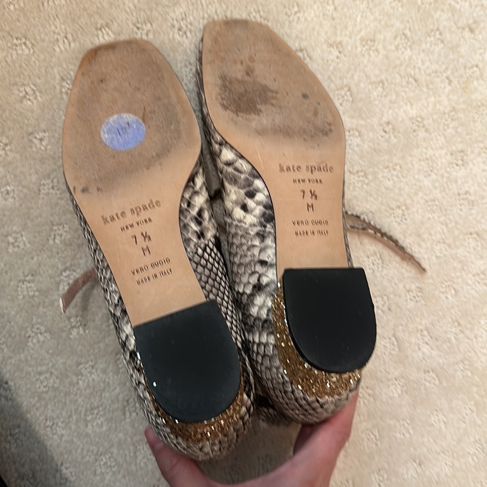 Kate Spade Gold Glitter Python Kitten Heel - image 5